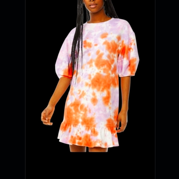 Tie-Dye Puff Sleeve Dress - Picture 1 of 3